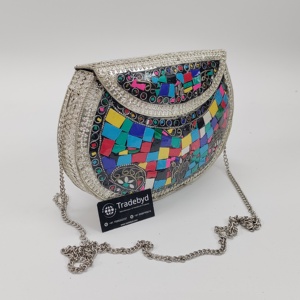 Thanh lịch kim loại Khảm Ly hợp với dây đeo ngọc trai <span class=keywords><strong>handmade</strong></span> khắc bên ví cho cô dâu và thời trang buổi tối - Product Image 2