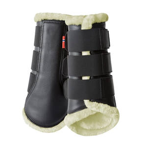 Bottes de brossage pour chevaux en cuir pleine fleur noir avec verrouillage synthétique et rembourrage en vison Produit de soin pour chevaux de qualité supérieure - Product Image 1