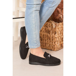 Zapatos Mocasines Negros de Gamuza con Hebilla - Product Image 4