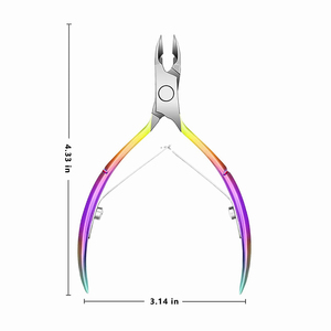 Pinzas para cutículas superiores, cortadores de uñas, Color arcoíris, pinzas para cutículas de doble resorte, pinzas para cutículas de uñas, aspecto de acero inoxidable - Product Image 2
