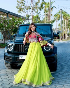 ชุดเดรสชีฟองปักลายหรูหราสไตล์อัฟกันสำหรับผู้หญิง แขนยาว ออกแบบมาสำหรับงานแต่งงานและเทศกาลต่างๆ - Product Image 3