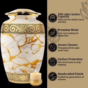 Urna para cenizas humanas para adultos de hasta 200 libras, urna grande de cremación para cenizas para mujeres y hombres con tapa segura, urnas funerarias artesanales - Product Image 5