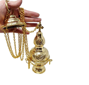 Brûleur d'encens suspendu en laiton de qualité supérieure avec porte-encens de conception de finition polie très brillante - Product Image 1