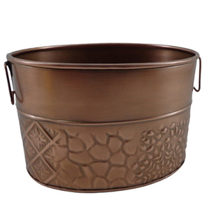Juego decorativo para interiores y exteriores de 2 macetas ovaladas de Metal, maceta antigua de cobre para decoración del hogar y el Hotel - Product Image 1