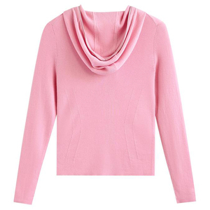 Pulls décontractés à la mode pour femmes en laine 100% sweat à capuche en tricot confortable avec manches longues et col à capuche zippé chandails OEM - Product Image 5
