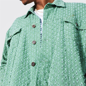 Veste en jean décontractée boutonnée et respirante 100% coton pour hommes, design personnalisé avec nouvelle coupe ample saisonnière pour l'hiver - Product Image 2