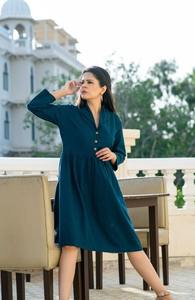 Robe mi-longue en lin, robe à manches longues, robe en lin ample, robe boutonnée pour femme, vêtements durables, robe chemise vintage - Product Image 3