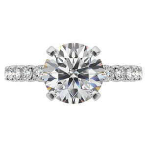 Bague de fiançailles SHREYA DIAM pour femme en or blanc avec diamant de laboratoire taille brillant rond et diamants moissanite latéraux, luxe argenté - Product Image 2