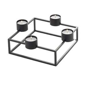 Bougeoir en métal vintage à 4 bras pour table à manger de mariage Bougeoir moderne noir mat - Product Image 1