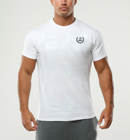 Kaos Fitness Pria Bahan Katun Spandex Tebal Desain Kustom Kerah O Lengan Pendek High Street Cepat Kering