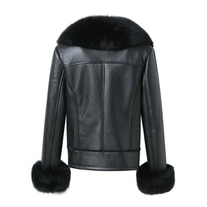 Real Shearling Jacket Real <b>Fox</b> <b>Fur</b> Collar Cuff Coats Women Winter Overcoats Genuine Sheepskin Leather Jacket Premium Quality - Product Image 5