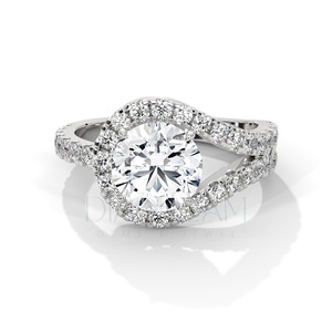 Lujoso anillo de compromiso de diamantes Leb Original de Plata de Ley 925 para mujer, piedras de Halo con diamante de corte redondo - Product Image 2