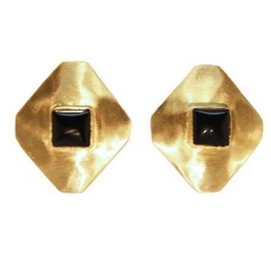 Nouvel arrivage de boucles d'oreilles en argent 925 en forme de Rectangle avec des pierres précieuses d'onyx noir - Product Image 1