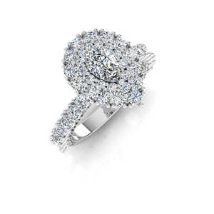 Bague de fiançailles en moissanite de style antique avec un dessus en forme de poire et un halo latéral, alliance unique d'inspiration vintage - Product Image 3