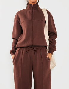 2025 ropa de mujer personalizada, conjuntos de sudaderas con capucha y pantalones de gran tamaño de Color sólido, chándal de dos piezas de alta calidad para mujer - Product Image 1