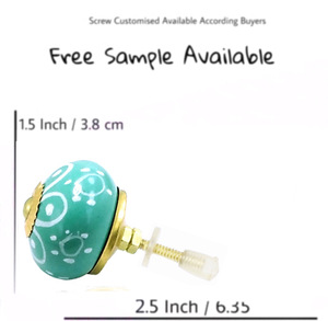 Perillas de cerámica con flores verdes, herrajes con acabado dorado para cocina, dormitorio, baño, tocador, armario, tiradores de cajón para armarios, hoteles - Product Image 3