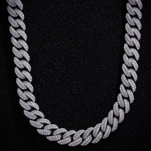 Collar de cadena cubana personalizado de 10 mm, plata 925, moissanita, dos hileras de piedras, estilo hip hop rap, joyería de regalo - Product Image 4