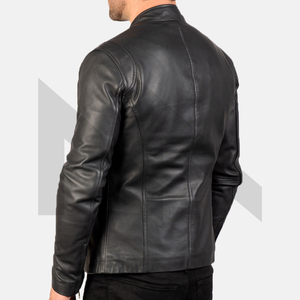 Vestes pour hommes Veste en cuir pour hommes personnalisée de haute qualité avec col montant Meilleur style et vente en gros Veste en cuir - Product Image 4