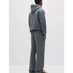 Ensemble de sweat-shirt et de pantalon de survêtement unisexe imprimé gris, coupe classique, en coton mélangé confortable, pour vêtements de détente d'hiver - Product Image 2