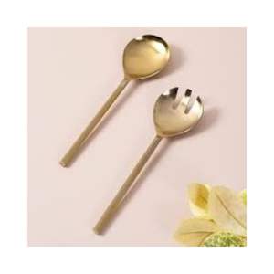 Ensemble de Cuillères à Salade en Acier Inoxydable Écologique et Durable avec Poignée Design, Lavable au Lave-Vaisselle, Outils Classiques pour la Cuisine Quotidienne - Product Image 1