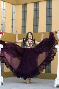 DERNIÈRE DESIGNER LOURD SEQUENCE BRODERIE ROBE ANARKALI EN COTON - Product Image 2