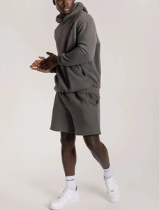 Último diseño Durable Oem Service Hoodies & Shorts Set Streetwear Full Zip-up Hoodie and Shorts 2 Pcs Hoodies - Product Image 5