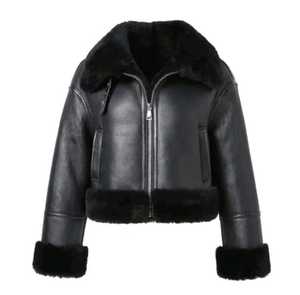Black Sheep <b>Leather</b> Windproof Streetwear Men's Faux Fur Lined Zip up Bomber <b>Jacket</b> <b>Winter</b> Outerwear - Product Image 1