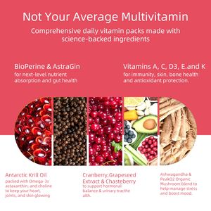 แพ็ควิตามินประจำวันสำหรับผู้หญิงพร้อมน้ำมันคริลล์ - วิตามินและแร่ธาตุสำคัญ 22 ชนิดเพื่อพลังงาน ความเครียด และการรองรับฮอร์โมน 30 แพ็ค - Product Image 3