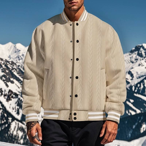 Chaqueta de béisbol deportiva para hombre de otoño e invierno, cárdigan abotonado informal de nuevo diseño, prendas de vestir exteriores con cuello levantado - Product Image 2