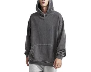 Custom Street wear Hoodie No String Fleece Blank Zip up Vintage Double Layer Acid Technique Solid Pattern Lined - Product Image 5