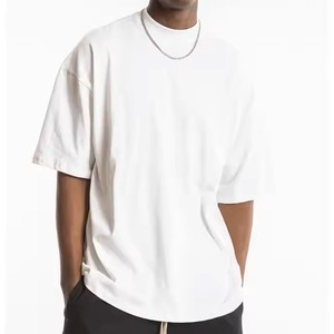 Nueva llegada 100% algodón de calidad premium camisetas de hombre de gran tamaño 230G en blanco liso ropa de calle logotipos personalizados fabricantes - Product Image 4