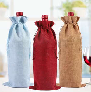 Bolsa de botella de vino de yute impresa personalizada de la mejor calidad con productos textiles y de cuero con asa fuerte - Product Image 2