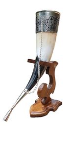 Cuerno Vikingo de Primera Calidad para Amantes del Hidromiel y el Cerveza, Cuerno Vikingo Escandinavo Antiguo con Soporte de Madera por CRAFT ZONE EXPOT - Product Image 3