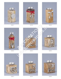 Wooden Square Box Sculpture <b>House</b> And Love Slogan Tealight <b>Holder</b> Metal Candle Jar Stand Christmas Decoration Supplier Object - Product Image 6