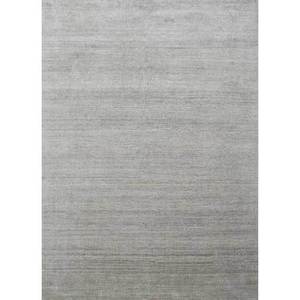 Tapis en soie noués à la main Gulmarg AKPS-3001 gris et noir, tapis en soie faits à la main pour la maison, la chambre, le couloir, patchwork abstrait de couleur unie - Product Image 1