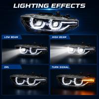 Phares LED BK pour BMW Série 3 F30 F35 2012-2019, 6000K, DRL, clignotants séquentiels, lentille de projecteur, mise à niveau des phares