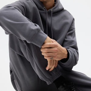 Conjunto de chándal con capucha y Jogger gris liso, ropa de invierno de lana suave, sudadera y pantalones de chándal cálidos unisex, cómodos e informales - Product Image 3