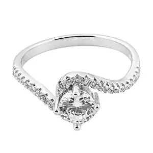 Bague de fiançailles solitaire en argent avec diamant rond, élégante et stylée pour elle - Product Image 3