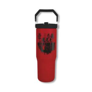 Gourde isotherme Stranger Things 0,85 L en acier inoxydable avec poignée et paille rabattable, idéale pour le camping et les cadeaux d'affaires - Product Image 1