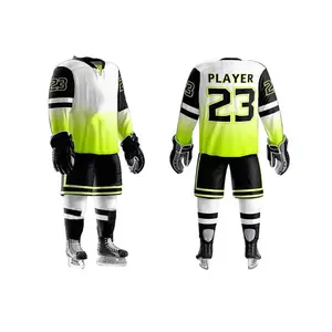 Venta superior personalizado Transferencia de Calor impreso conjunto de Jersey de hockey sobre hielo OEM al por mayor en blanco uniformes de hockey sobre hielo Spandex/algodón de secado rápido - Product Image 1