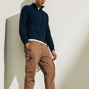 Nueva llegada más tamaño media cremallera hombres sudaderas dobladillo inferior 65% algodón 35% poliéster toalla bordado cuello simulado hombres Streetwear - Product Image 5