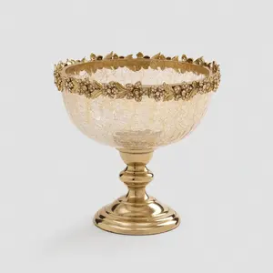 ชามอะลูมิเนียมลายอำพันพร้อมขาตั้ง น้ำหนักเบา ทันสมัย เหมาะสำหรับเสิร์ฟอาหารในงานเลี้ยง น้ำหนัก 0.4 กก. - Product Image 1