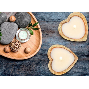Nouvel arrivage de bol à bougie en forme de cœur en bois de manguier de qualité supérieure, 100 pièces, assiette décorative de table de mariage à la maison - Product Image 4