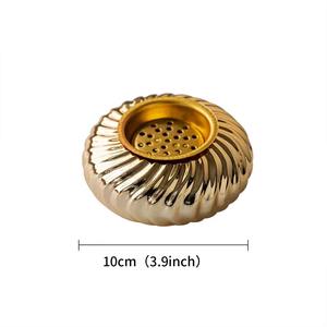 Quemador de incienso de forma redonda de estilo de Oriente Medio, soporte de incienso de cerámica y Metal árabe, decoración del hogar - Product Image 4