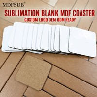 CARB P2 EN71 Zertifizierter Quadratischer 90x90mm Sublimations-Untersetzer aus MDF mit 4mm Korkrückseite, Individuelles Logo, Hitzepress-Tassenuntersetzer MDFSUB