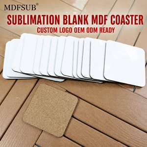 Posavasos Cuadrado de MDF Sublimable de 90x90mm, Certificado CARB P2 EN71, con Base de Corcho de 4mm, Personalizable con Logotipo, para Prensa de Calor, MDFSUB - Product Image 1
