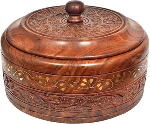 Boîte à roti en bois de finition antique pour décor de cuisine de style vintage Boîte à roti en bois élégante pour ranger le pain Chapati à bas prix - Product Image 5