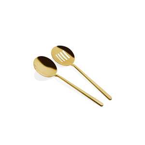 Gourmet Matt Gold Serving Set 2 Piezas Ensalada Herramientas - Product Image 1