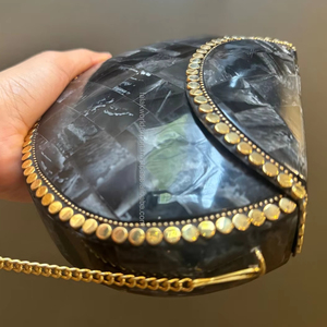 Chic noir/gris pied-de-poule métal sac à bandoulière chaîne dorée sangle étanche Durable sophistiqué vadrouille Vintage inspiré luxe - Product Image 1