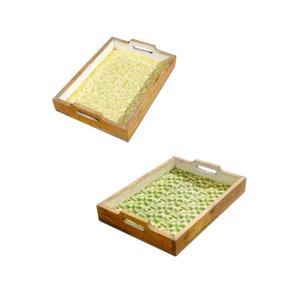 Plateau de service à plat avec poignée pour la maison à faible coût plateau à plat rectangulaire moderne plateau imprimé en bois de taille personnalisée - Product Image 3